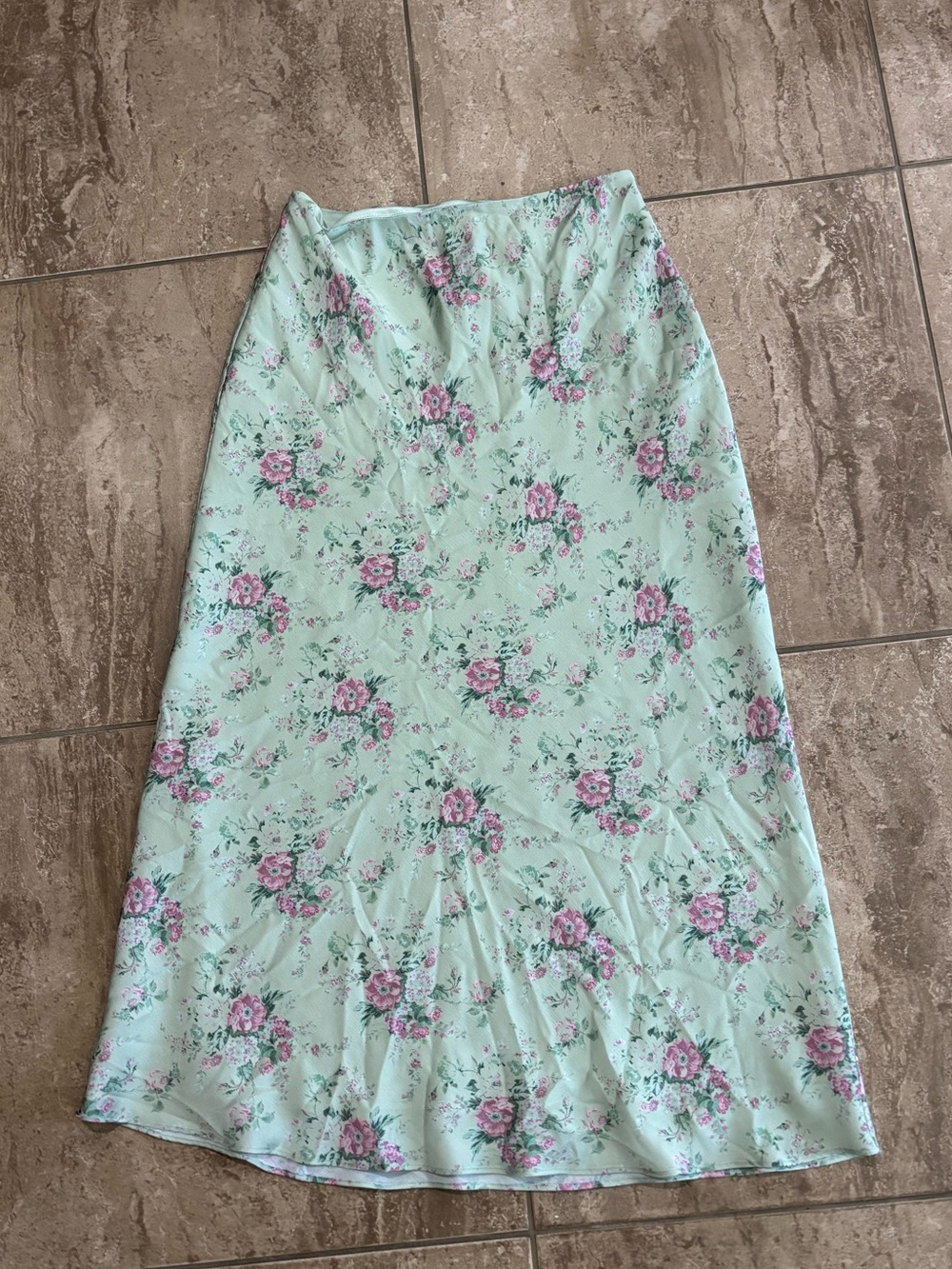 Sage green rose floral cottage maxi skirt